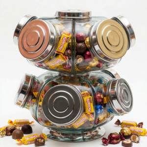 Home baleiro giratório grande duplo cap. 7kilos, vidro/alumínio