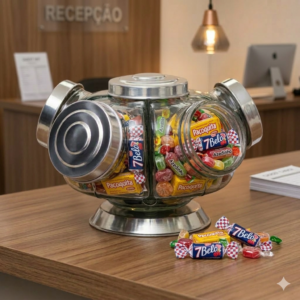 Home baleiro alumínio médio vidro 29cm girátório 2500ml