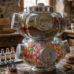 Home baleiro giratório grande duplo cap. 7kilos, vidro/alumínio